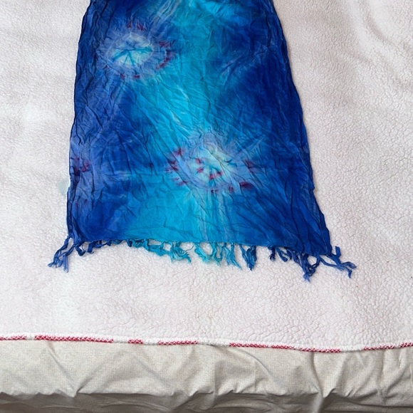Azure Blue Fringe Swim Coverup Resort Wear - Picture 2 of 7